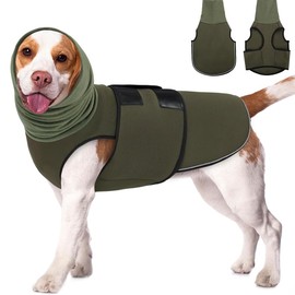 TOEECY Dog Coat for Anxiety Relief, Velcro Fastening for Easy Adjustment and Reflective Stripes, Dog Coat with Dogs, Hoodie, Earmuffs (XS)