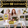 Black Gold 50th Birthday Party Decorations Banner for Men Women