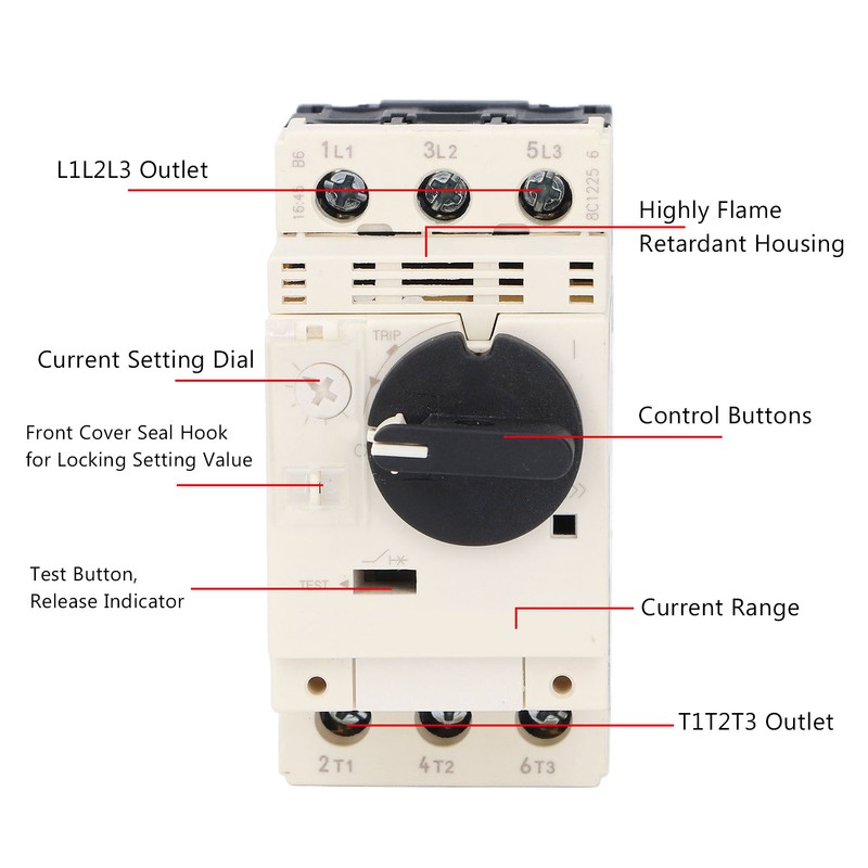 Motor Protection Circuit Breaker 4‑6.3A Knob Type Thermomagnetic Switch 35mm