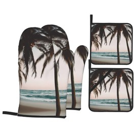 Cartoon Pigeon 1 Print Oven Mitts and Pot Holders Sets of 4-Piece Anti-slipKitchen Decoration Cooking,Baking,BBQ