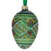 Green Geometric Pysanka Ukrainian Egg Glass Christmas Ornament 4 Inches