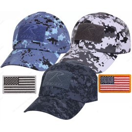 Rothco Mens Digital Camouflage Tactical Cap & USA Flag Patch - Rothco Camo Baseball Hat - Midnight Blue Digital, Red, White & Blue