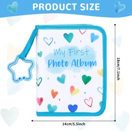 Baby's My First Family Album Soft Photo Cloth Book Blue Heart My First Book of Photos Baby Memory Album Gift Holds 4x6 Pictures for Babies Newborn Toddler & Kids Baby Shower