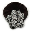 Black Tone Diamante 'Flower' Pony Tail Black Hair Scrunchie -