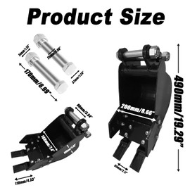 Ecdtrans 7.87in/200 mm Narrow Mini Excavator Bucket Attachments for 0.8-2 Ton Diggers Hole Diameter 0.98in Center Wheelbase 3.54in Bucket Metal Trenching Digger with Metal Teeth