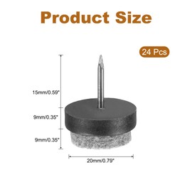 uxcell 24Pcs Nail-on Felt Furniture Pads, Round Felt Pads Furniture Sliders Floor Protectors for Wooden Furniture Table Sofa Chair Leg (20mm, Black)