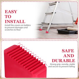 4pcs Ladder Feet Covers Rubber Non-Slip Steep Ladder Feet Pads Replacement Ladder End Caps Cushion Extension Attic Ladder Parts