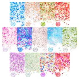 PH PandaHall 13 Colors Over 10000pcs Glass Beads No Hole Resin Beads Decor Parts Resin Filled Small Shiny Round Nail Art Parts Pearl Art Parts Beads Colorful Rainbow Handmade Accessory Parts for Decorative Ball Art