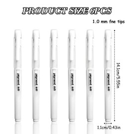 MOTIBACK 6 Weiße Gelstifte – Deckender Weißer Gelstift für Schwarzes Papier, Weiße Fineliner mit Präzisionsspitze