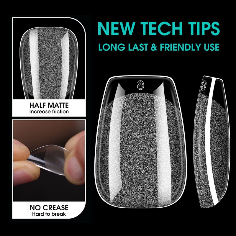 BORNBYME Short Coffin Soft Gel Nail Tips,120PCS Pre Buff Full