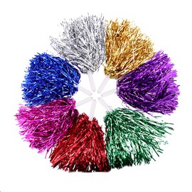 Kisangel 14 Pcs Colorful Cheerleading Pom Poms Plastic Cheerleading Pom Poms Ball- Flower Props Cheering Balls for Aerobics School Sports Meet (Straight Hole, Mixed Color)