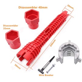 Hozzwhoo 8-in-1 Faucet and Sink Installer, Anti-Slip Multifunctional Pipe Wrench,Sink/Bathroom/Kitchen Plumbing Tubing Wrench Faucet Tool(Red)