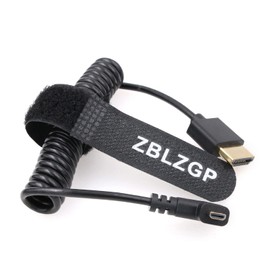 ZBLZGP 8K 3D Micro HDMI to HDMI Male to Male High Speed Cable for HUDL 1 & HUDL 2 Camera to TV, HDTV, LCD, Plasma, Monitor (Spring Wire, Black - Curved Right)