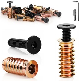 TXXATX Pack of 24 M8 Screws Included M8 x 30 mm Flat Head Screws M8 x 25 mm Threaded Sleeves for Wood Screw Nuts with Hex Key Hex Bit H5 for DIY Wooden Furniture Connections