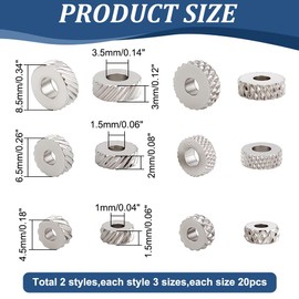 PH PandaHall 120pcs 3 Sizes Spacer Beads 304 Stainless Steel Beads Carved Flat Round Spacer Beads 2 Styles Metal Loose Beads Slider Stopper Bead for Necklace Bracelet Making DIY Friendship Chain