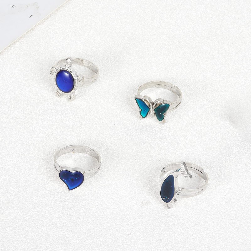 4Pcs Mood Ring for Girls Color Changing Rings Set Adjustable