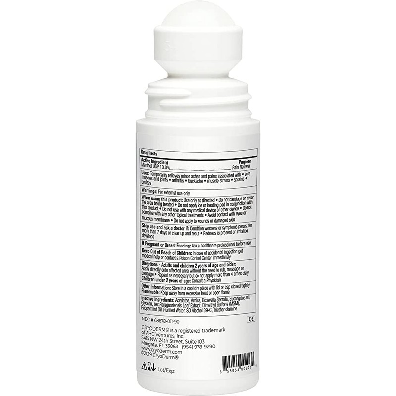 CryoDerm Cold Therapy 3 oz Roll On (2 Pack)