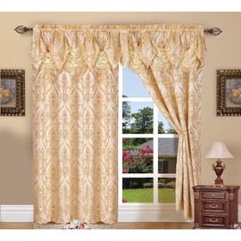 Elegant Comfort Penelopie Jacquard - Juego de páneles de cortina, 54 x 84 x 18 " (137 x 213 x 46 cm), color beige