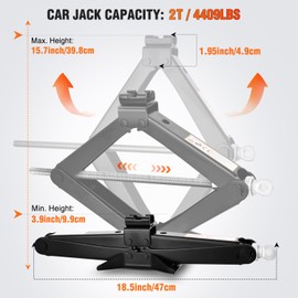 Nilight Scissor Jack for Car 2 Ton (4409 lbs), Heavy Duty Steel Scissor Lift Jack Car Kit with Crank Handle for Sedan SUV MPV Tire Changing, 3.9''-15.7'' Lifting Range Portable Small Jack, Black
