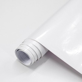 Wudnaye White Contact Paper Peel and Stick Wallpaper Glossy White Contact Paper for Cabinet 15.7inchx196.8inch Self Adhesive Kitchen Backsplash Shiny White Wallpaper Countertop Waterproof Wall Paper