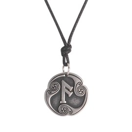 Amaxer 24 Runes Talisman Viking Jewellery Asatru Necklace Pagan Wiccan Pendant Nordic Runes Vintage Nordic Amulet Adjustable Rope Chain Necklace for Men and Women, Metal