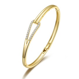 Philip Jones Gold Plated Link Bangle Created with Zircondia® Crystals (7 Inch)