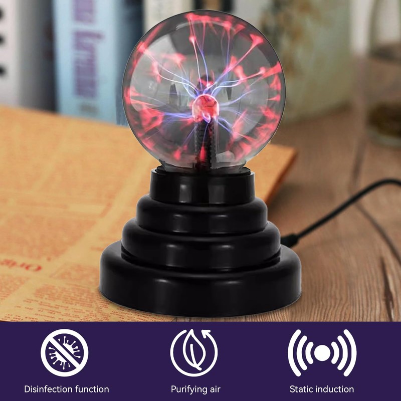 Agatige 3 Inch Magic Plasma Ball Lamp, Touch Sensitive Plasma