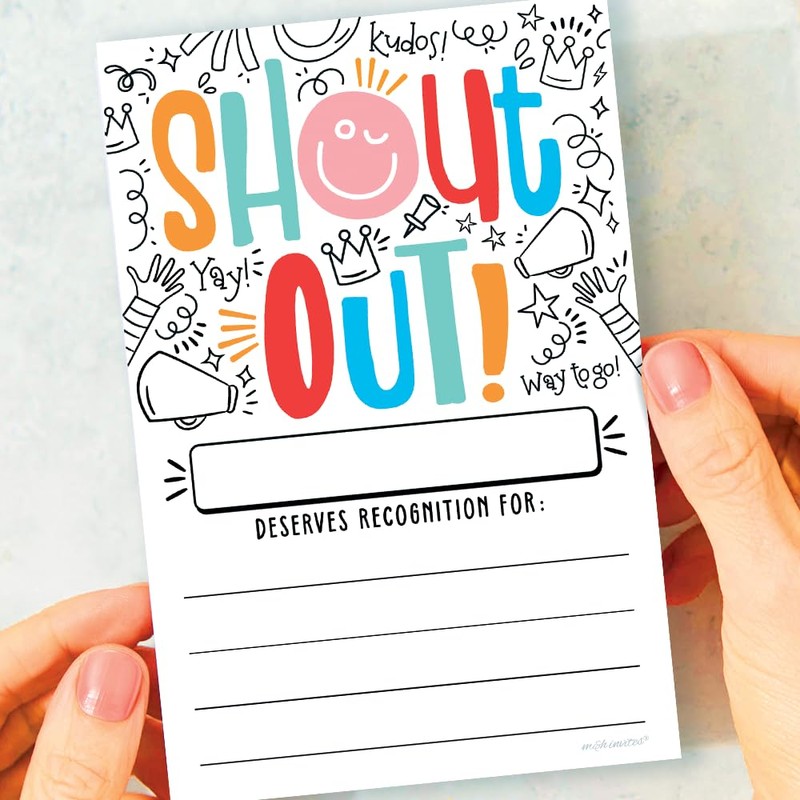 m&h invites Doodle Shout Out Cards For Teachers, Students, Employees,