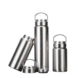 CDJ 12 oz Vacuum Insulated Stainless Steel Water Bottle with Handle, Leak-Proof Double Walled Water Bottle, Reusable and Portable, Metal Water Bottle for School, Hiking, Camping