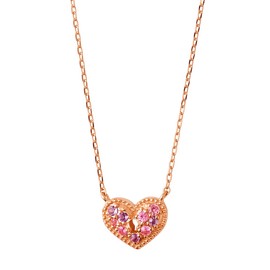 The Kiss MF-PN1800PSP Sheryl Gnome Collaboration Pink Sapphire K10 Pink Gold Birthday Anniversary Secret Heart Necklace, Sapphire