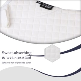 Harrison Howard Ergonomic Design Saddle Pad Non-Slip Suede Outer Perfect for Use with Jumping Saddles- White