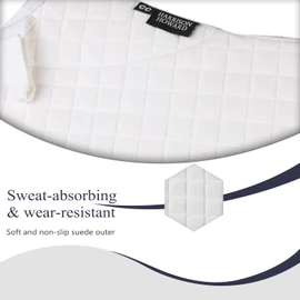 Harrison Howard Ergonomic Design Saddle Pad Non-Slip Suede Outer Perfect for Use with Jumping Saddles- White