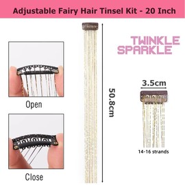 Febbya Glitzer Haarstr?hnen Lametta,12 pcs Haarschn?¡ì1re Tinsel 51cm Hair Extensions Glitter Girls Zubeh?r Party Highlights Hair Tinsel Haarstr?hnen Zum Einflechten Haarteil mit Klammer