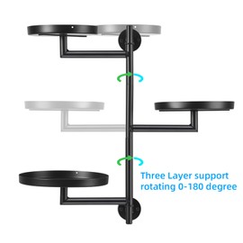 WOPAAX 3-Tier Rotating Window Plant Stand, Metal Indoor Plant Shelf, Black, 16.8 inch, Space Saving, Modern Home Decor for Bathroom, Kitchen, Living Room, Bedroom, Plant Lover