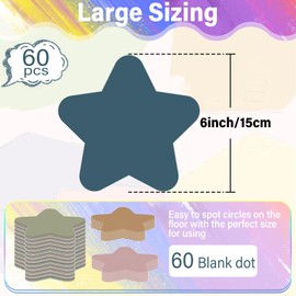 60 Pcs 6in Large Removable Number Spot Marker Boho Star Classroom Floor Sticker Vinyl Carpet Decal Star Line up Sitting Dot Sticker for Teacher Student Elementary Kindergarten Back to School Decor