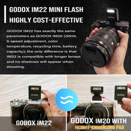 Godox iM22 Mini Flash, Fully Manual Camera Speedlite with 5 Output Levels, 440 Full-Power Flashes, USB-C Charging, Compatible with Ricoh GR III GR III X,Canon Sony Nikon Pentax Panasonic Olympus