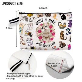 RBAFAO Just A Girl Who Loves Cat, Cat Makeup Bag, Cat Merch Animal Lovers, Cat Gifts Cosmetic Bag, Funny Birthday Gift for Girl Women 6M268