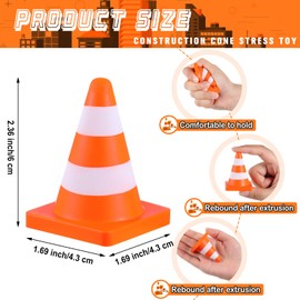 Libima 2.36'' Traffic Cone Stress Balls Bulk Construction Party Favor Construction Cone Toy Squeeze Cones Funny Stress Relief Toy Gift for Kids Teens Adult Improving Strength Release Pressure(60 Pcs)