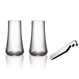 Alessi Splügen Set includes Steel One Bottle Opener/Crystal Two Beer Glasses