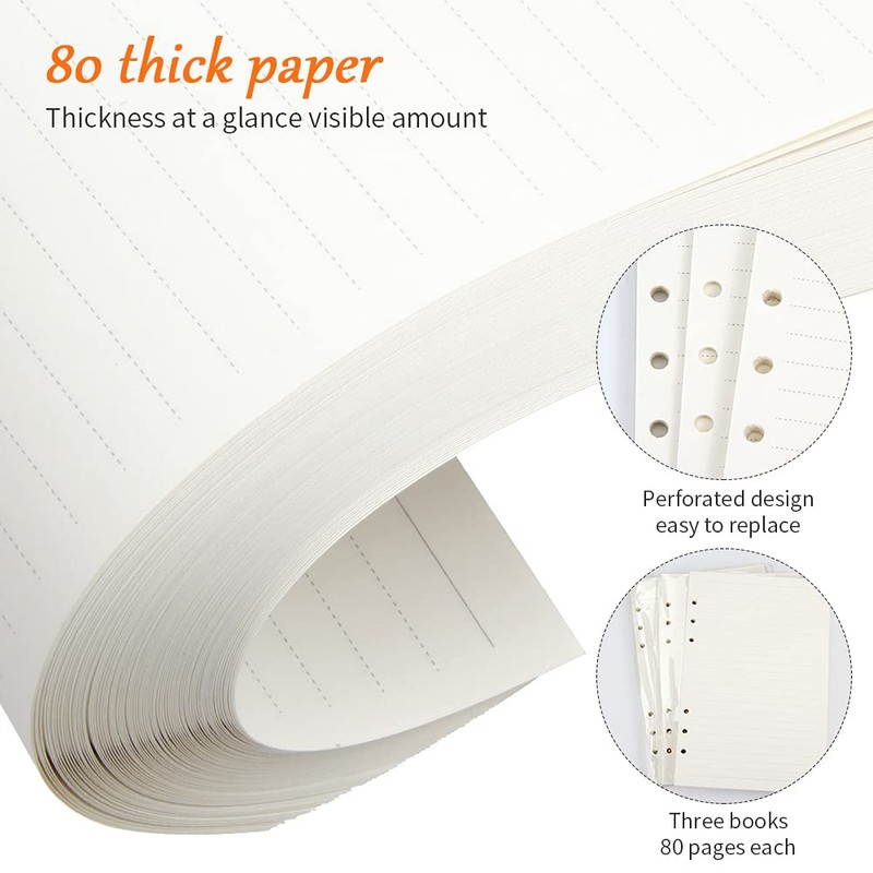 3 Pack / 240 Sheets Horizontal Line Paper A5 Refill