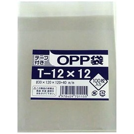 Moriyama Kasei OPP Bag with Tape, Transparent, T-12 x 12