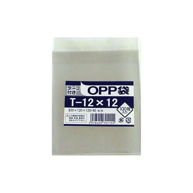 Moriyama Kasei OPP Bag with Tape, Transparent, T-12 x 12