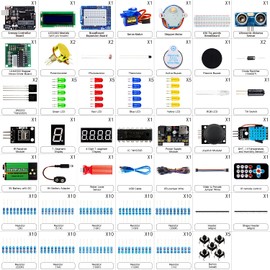 Smraza Super Starter Kit Compatible with Arduino Project with Tutorial, Including Breadboard, Power Supply, Jumper Wires, Resistors, LCD 1602, Sensors