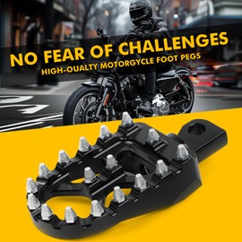 JMTBNO Motorcycle Foot Pegs,Black Aluminum Wide Fat Foot Pegs 360 Degree Rotating MX Footpegs Chopper Bobber Style Pedals Footrest Compatible with Harley Davidson Dyna Fatboy Sportster Iron 883