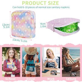 Desing Wish Sanitary Pad Storage Bag Portable Period Bag for Teen Pads/Sanitary Napkins/Small Tampons, Sanitary Napkin Storage Bag First Period Gifts for Teen Girls (Bowknot Heart)