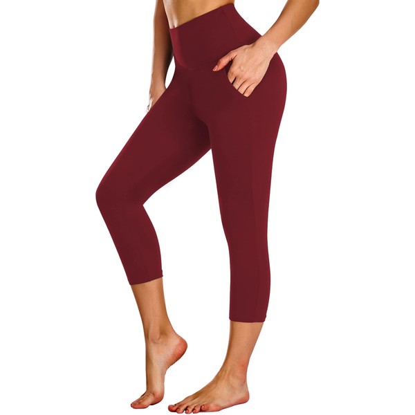 NEW YOUNG Capri Leggings with Pockets for Women High Waisted
