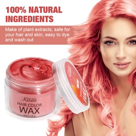 Hair Colour Wax, Magic Master Keratin Temporary Hairstyle Cream Instant Coloured Clay for Men and Women Party, Festival, Cosplay (Red)