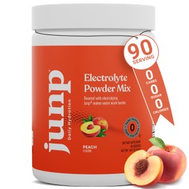 JUNP Electrolytes Powder No Sugar No Carbs, Orchard Fresh Juicy Peach Keto Electrolyte Drink Mix, Potassium & Salt Hydration Powder Electrolytes Zero Calorie Sugar Free Electrolyte Powder, 90 Servings