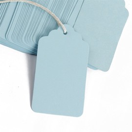 Obling Paper Tags, Gift Tags with String 7cm X 4cm Blue Craft Tags Paper Tags with Twine Perfect for Arts and Crafts, Christmas, Valentine's Day, Wedding and Holiday, Tags for Gift, 100PCS