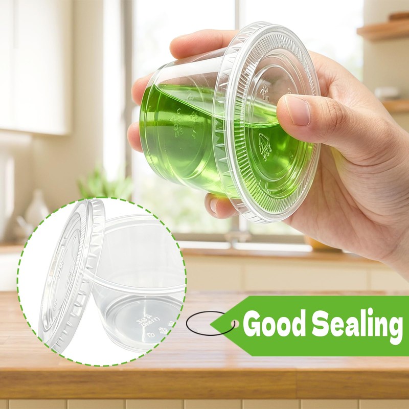 Szsrcywd 50 Sets 4 Oz Plastic Portion Cups with Lids,Clear